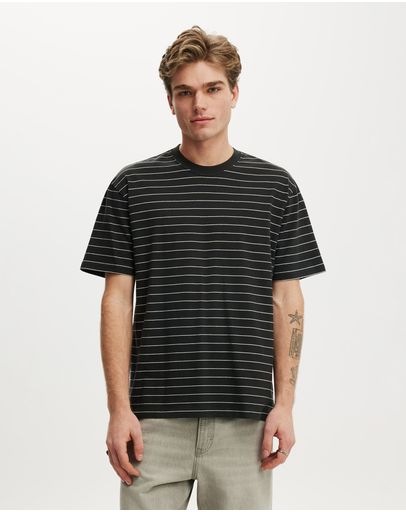 WASHED BLACK  VINTAGE WHITE STRIPE
