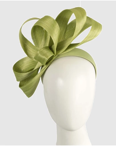 Fillies Collection - Lime Silk Abaca Loops Racing Fascinator