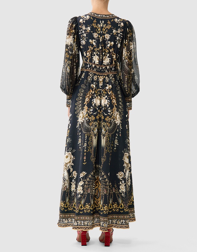 Camilla - Shaped Waistband Dress With Gathered Sleeves