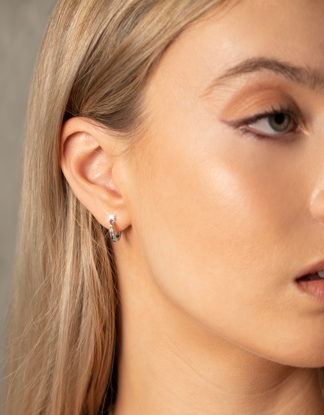 Mestige Kids - Vibrant Mini Hoops - Silver Plated