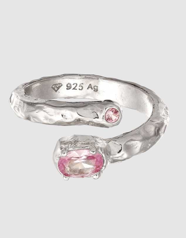 Haze & Glory - ICONIC EXCLUSIVE - Ring Oval Synthetic Sapphire with Pink Gems 925 Sterling Silver
