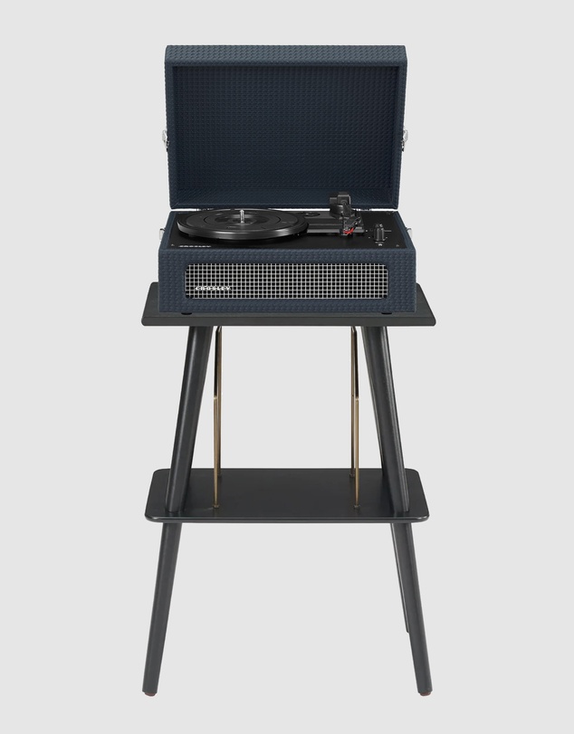 Crosley - Crosley Voyager Bluetooth Portable Turntable + Entertainment Stand Bundle - Navy