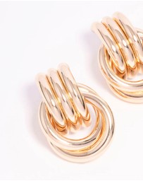 Lovisa - Gold Triple Row Wrapped Knotted Drop Earrings