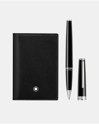 Montblanc - PIX Black Rollerball & Meisterstück Business Card Holder Set