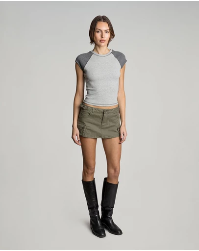 Love and Nostalgia - Min Rib Raglan Tee - Grey Marle