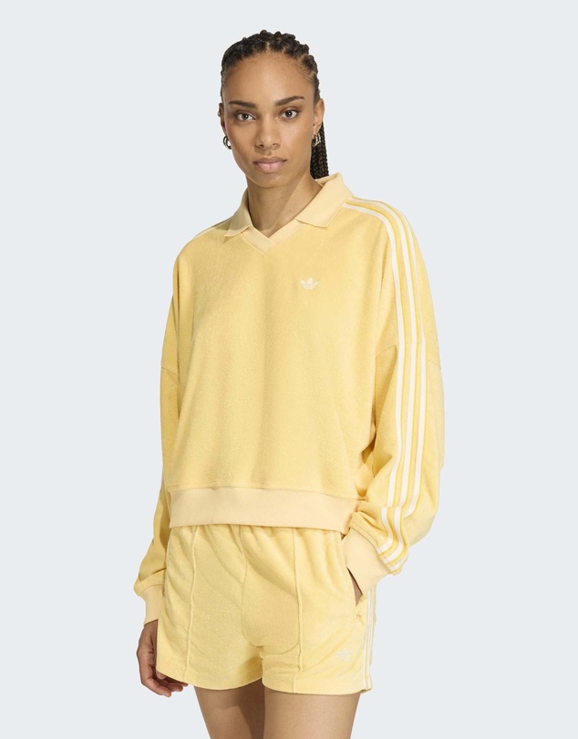 adidas Originals - TERRY TOWEL V NECK LONG SLEEVES Polo Shirt Womens