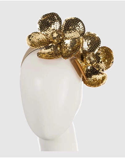 Max Alexander - Shiny Gold Flower Fascinator
