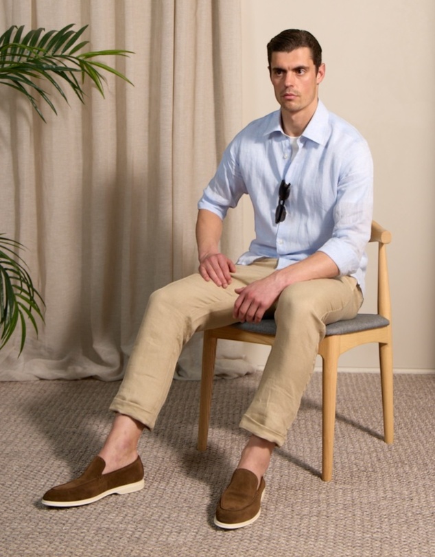 Henry Bucks - HENRY SARTORIAL Fashion Soft Linen Shirt SKY