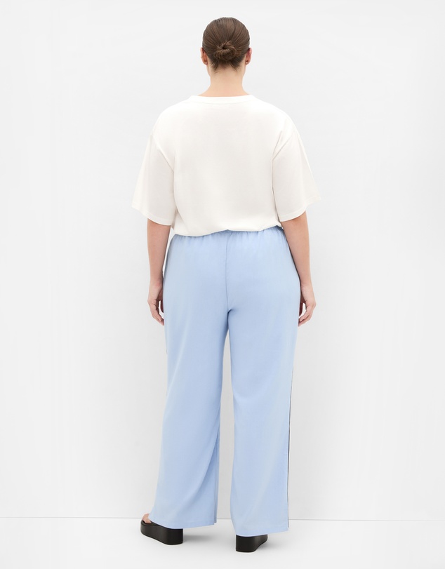 City Chic - Plus size Side Stripe Linen Blend Pant - soft blue