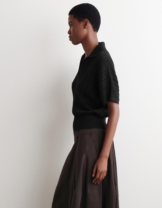 COS - Pointelle-Knit Cotton Polo Top