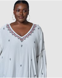 The Poetic Gypsy - Sandstone Embroidered Blouse