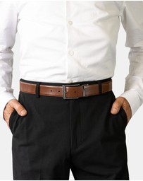 Buckle - Capital. Australian Made Reversible Leather Belt. 35mm width.