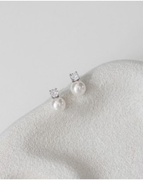 The White Collection - Anne - Classic Silver Pearl Bridal Earrings