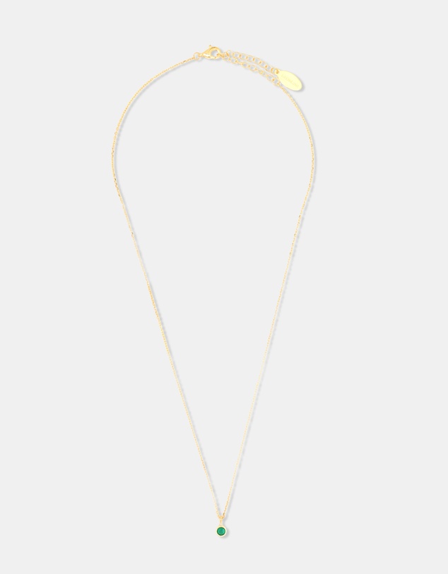 Georgini - Natural Green Agate And Diamond May Gold Pendant