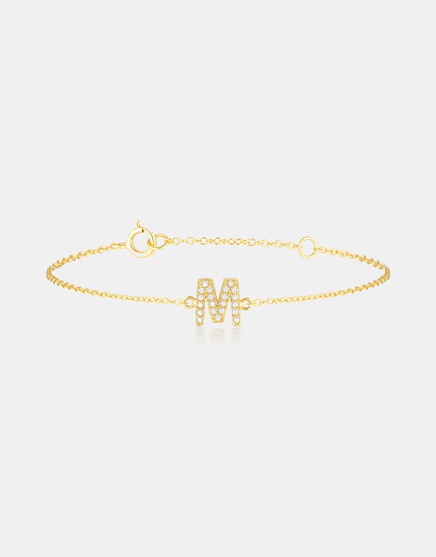 The Silver Collective - A-Z Letter Bracelet Gold - M