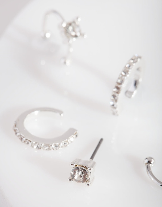 Lovisa - Silver Classic Diamante Ear Stack