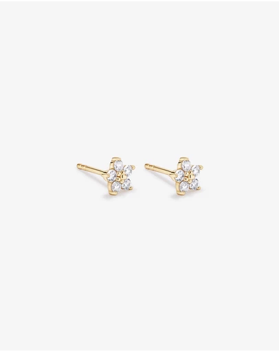 Michael Hill - Flower Stud Earrings in 18kt Vermeil with Cubic Zirconia