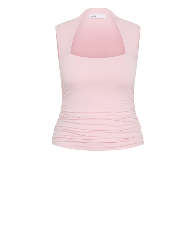 City Chic - Plus size Milly Square Neck Tank - heavenly pink