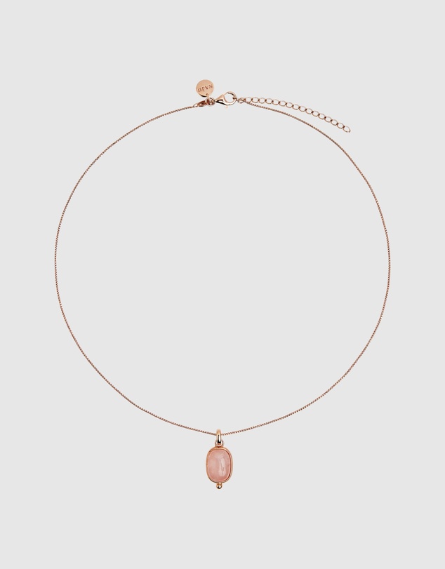 Najo - Fleur Rose Gold Rose Quartz Necklace (45cm+ext)