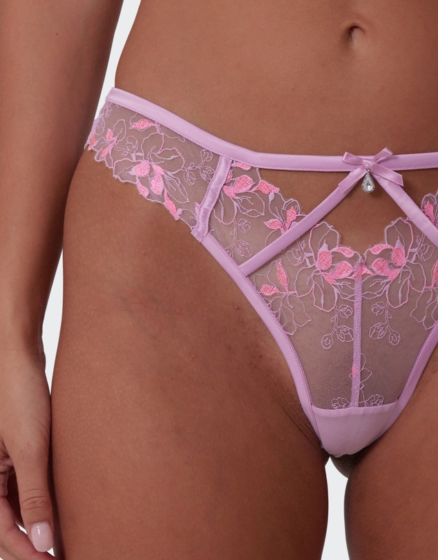 Bras N Things - Enchanted Cherry Blossom Avenue Brazilian Knicker -Lilac / Pink