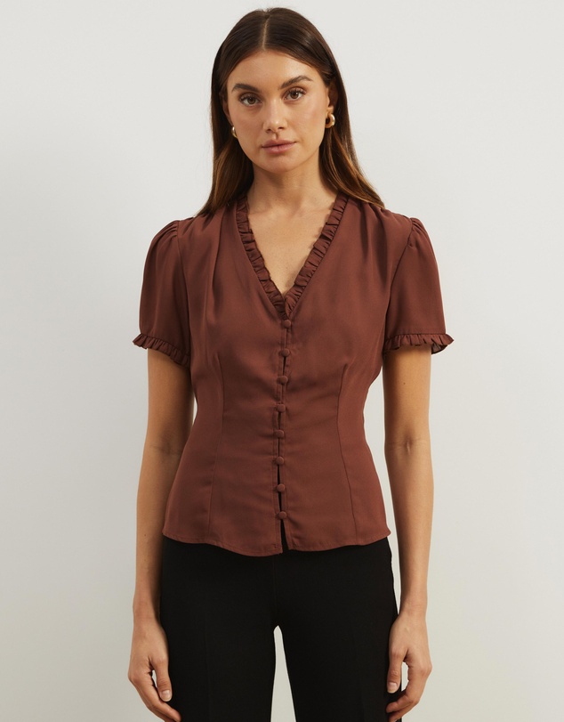Atmos&Here - Meadow V-Neck Ruffle Blouse