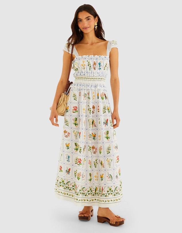 Farm Rio - Tropical Porcelain Off-White Maxi Dress