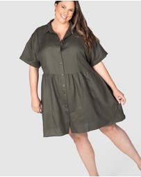 Love Your Wardrobe - Liv Button Front Linen Dress