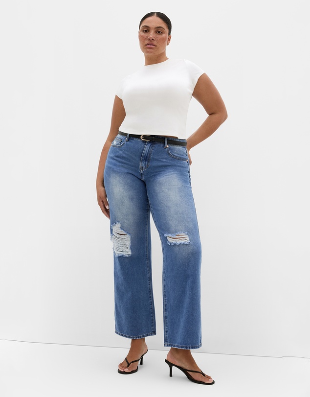 City Chic - Plus size Harley Fit Harriet Wide Leg Regular Jean - light wash
