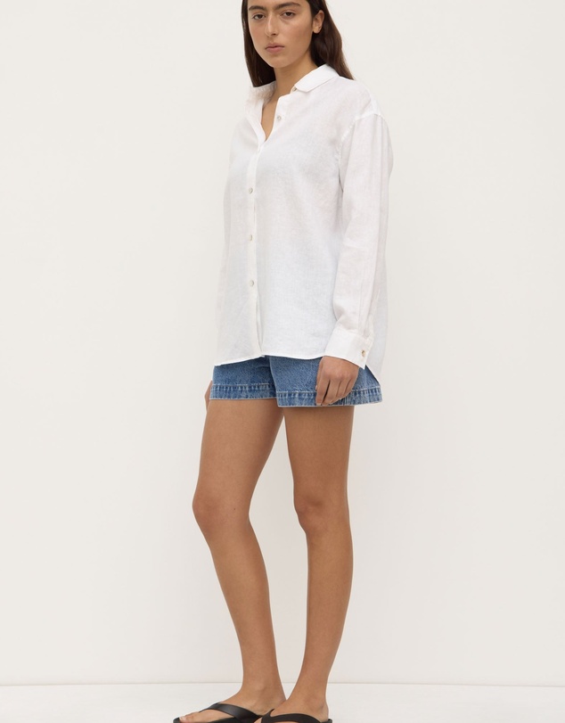 Revibe - Repaired Assembly Label Linen Womens Shirts L/S