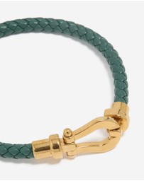 Lovisa - Waterproof Gold Plated Stainless Steel Turquoise PU Leather Braided Chunky Link Bracelet
