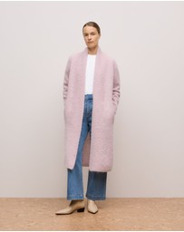 Trenery - Brushed Alpaca Longline Cardigan in Pink Rose