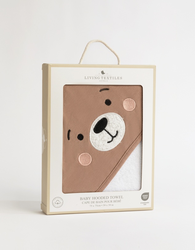 Living Textiles - Organic Hooded Towel - Cuddly Bear