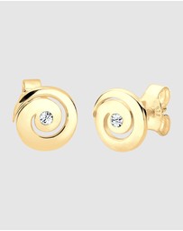 Elli Jewelry - Earrings Ear Studs Spiral Geo Sparkling with Crystals in 925 Sterling Silver Gold Plated