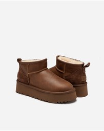 Ozwear Connection Uggs - Ugg Classic Platform Ultra Mini Boot (Oiled Leather) (4.5cm)