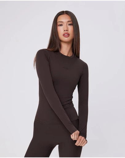 Upstate - Air Sculpt Long Sleeve Top - Espresso