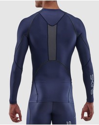 SKINS - SKINS Compression Men's Series-3 Running/Gym Long Sleeve Top Navy Blue