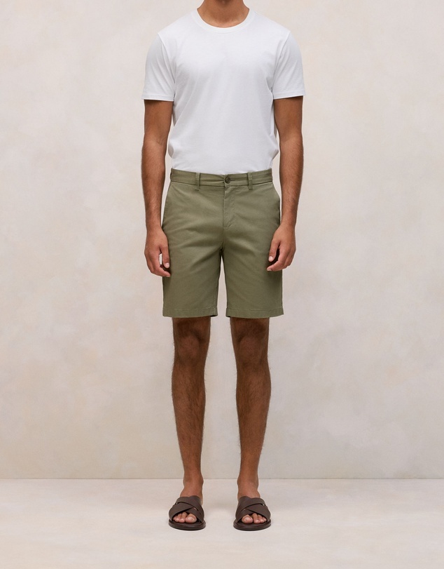 Trenery - Cotton Twill Chino Short in Hunter Green