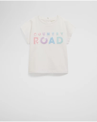 Country Road - Organically Grown Cotton Sequin Logo T-shirt