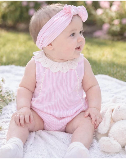 Bebe by Minihaha - Willa Stripe Lace Collar Bodysuit - Babies