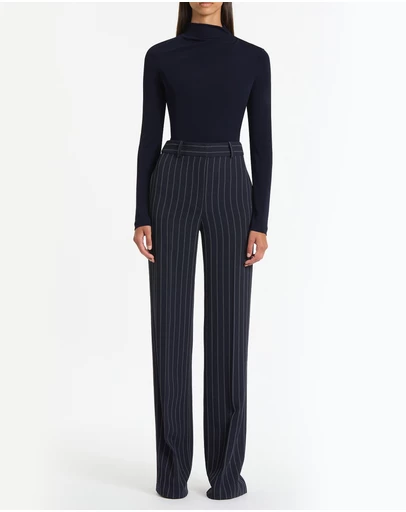 Carla Zampatti - Navy Pinstripe Wide Leg Pant