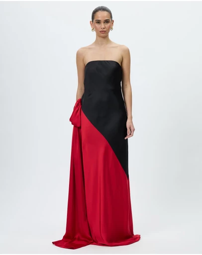 Norma Kamali - Spliced Bias Strapless Gown With Bow