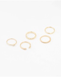 Lovisa - Gold Plated Dainty Diamante Rings 5-Pack
