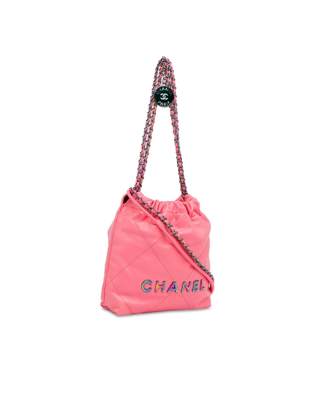 Chanel - Pre-Loved Mini Shiny Calfskin Rainbow Hardware 22 Bag
