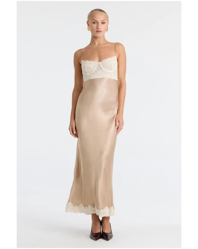 Bardot - Tzariana Satin Lace Midi Dress
