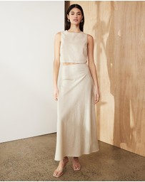 Atmos&Here - Celina Linen Blend Midi Skirt
