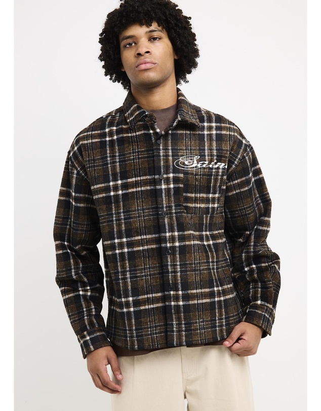 Black Noise White Rain - Script Long Sleeve Flannel