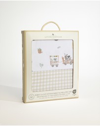 Living Textiles - Organic Port-a-Cot Fitted Sheet & Pillowcase - Tractor Ride