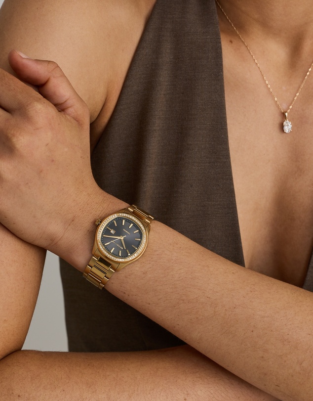Michael Hill - Women's 0.40 Carat TW Diamond Bezel Watch in Gold Tone with Black Dial