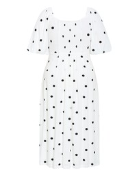 City Chic - Nala Spot Print Twist Front Dress - White