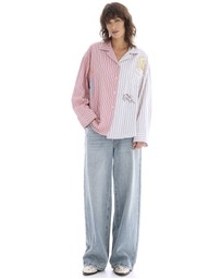 THE TALES - Half n Half Illustrated Soleil Stripe Shirt
